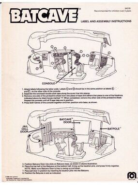 Mego Batcave Instructions 1980 DC Comics Batman Toy Sheet Vintage